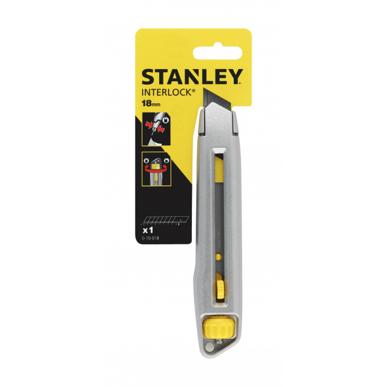 Нож Stanley Interlock 18мм металл.корпус 0-10-018