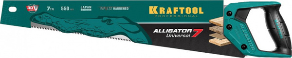 Ножовка универсальная Kraftool Alligator 7*550мм 3D 15004-55