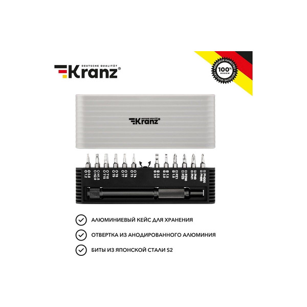 Отвертка наборная Kranz RA-01 для точных работ 25 предм KR-12-4751
