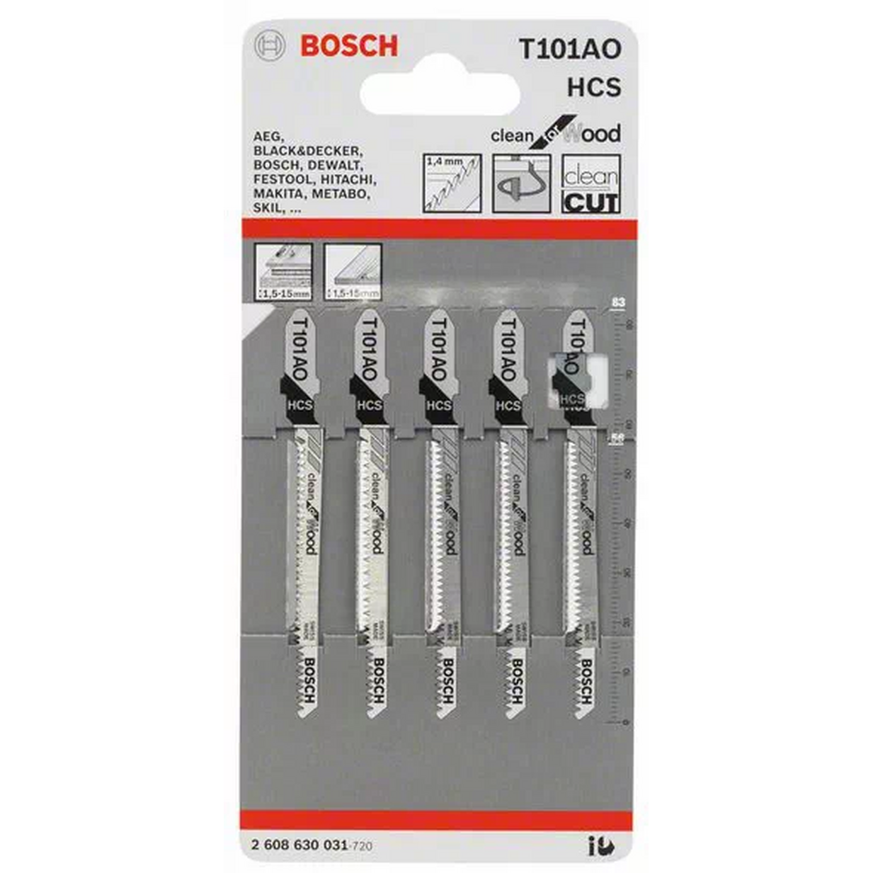 Пилки для лобзика Bosch Т101АО (5шт) 2608630031