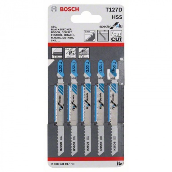 Пилки для лобзика Bosch Т127D HSS 5шт 2608631017 цена и фото