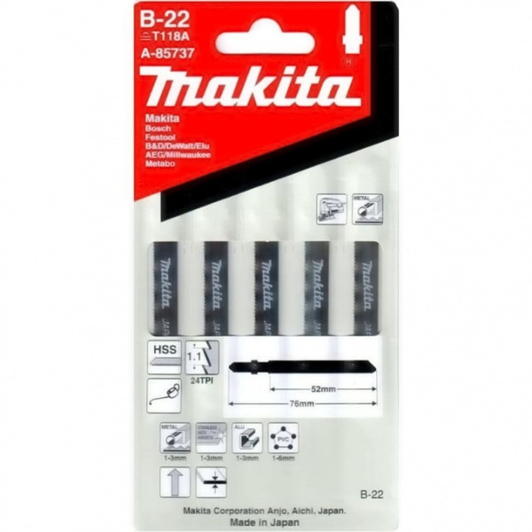 Пилки для лобзика Makita B-22 А-85737 пилки для лобзика по дереву makita b 17 70мм а 85690