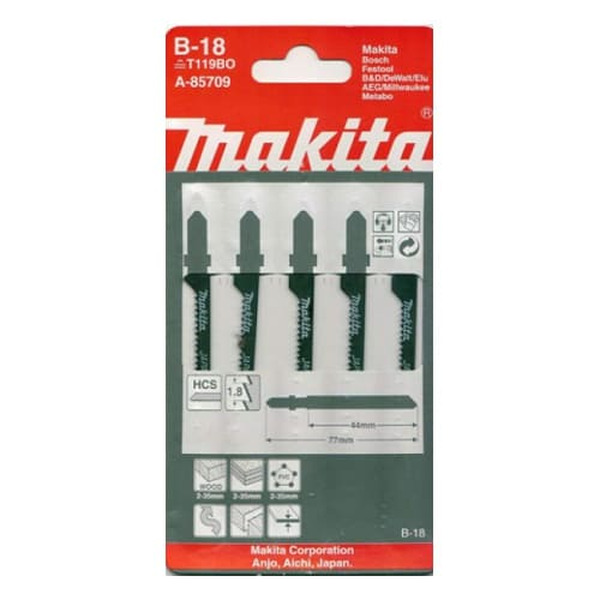 Пилки для лобзика по дереву Makita B-18 45мм А-85709 пилки для лобзика по дереву makita b 17 70мм а 85690