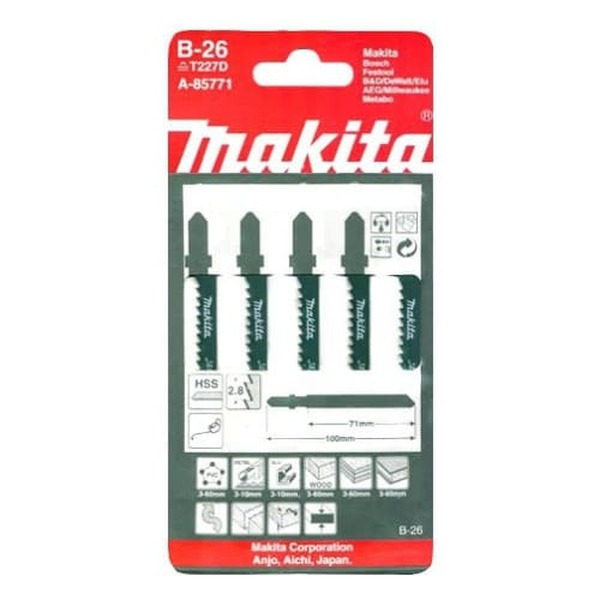 Пилки для лобзика по дереву и ламинату Makita B-26 70мм А-85771 makita пилки для лобзика по дереву makita а 86309