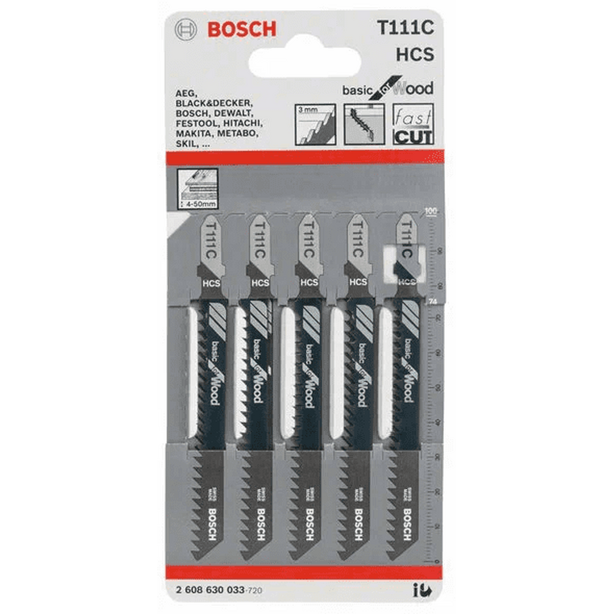 Пилки для лобзика Bosch Т111C (5шт) 2608630033