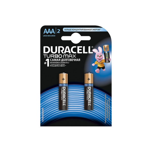 Батарейка Duracell LR03 2BL Turbo  20/60  01-00006086