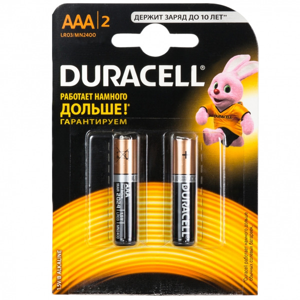 Батарейка Duracell LR03 2BL Basic 2/24/96 01-00010605 батарейка трофи lr03 2bl