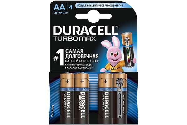 Батарейка Duracell LR6 4BL Turbo (80/240) 01-00006108