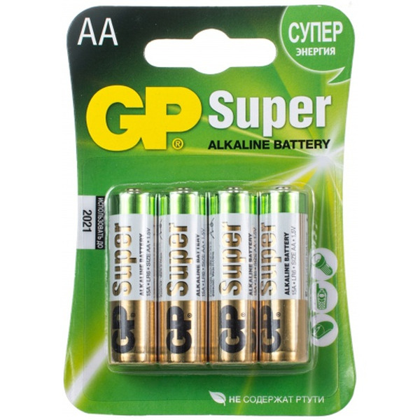 Батарейка GP LR6 4BL Super Alkaline 15A3/1-2CR4 15738 батарейка aa gp alkaline super lr6 15a 2cr4 4 штуки
