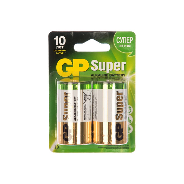 Батарейка GP LR20 Super Alkaline 13A-CR2 02655 батарейка d gp 13a alkaline 13a 2cr2 2 штуки
