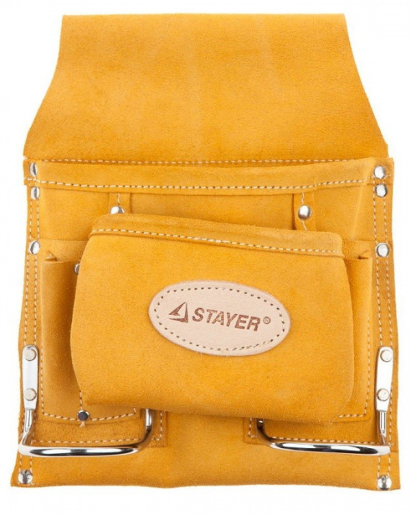 Сумка поясная Stayer 8 карманов, 2 скобы, кожа 38515