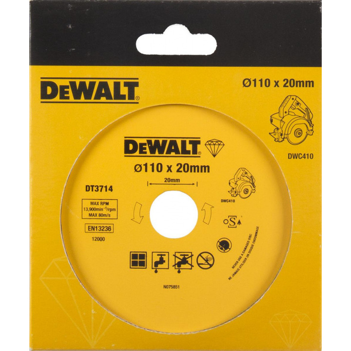 Диск алмазный DeWalt 110*1,6*20мм для dwc410 DT3714-QZ