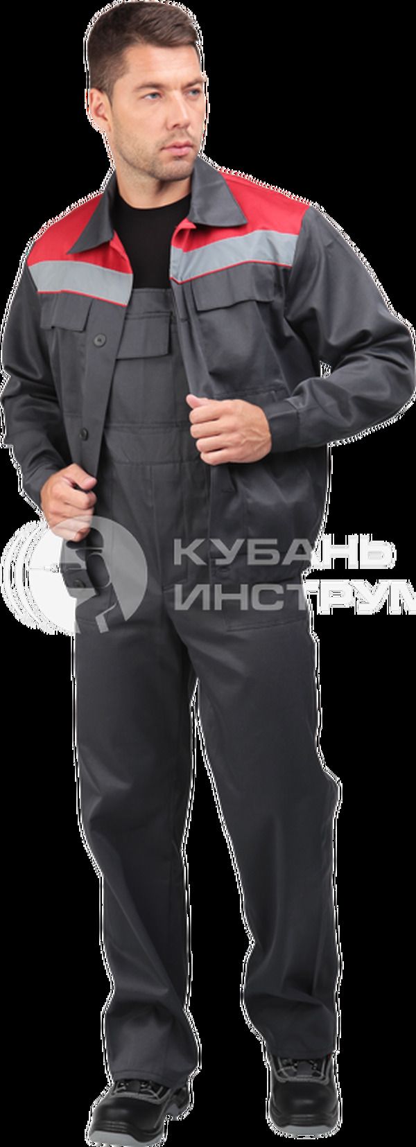 Костюм Мастер Профи, серый-красный  96-100, 170-176  Кос 040