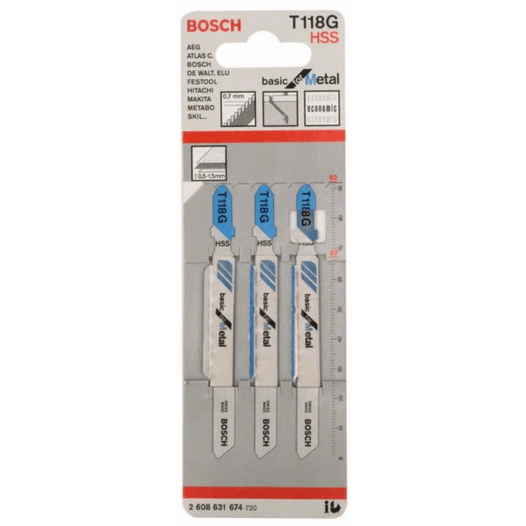 Пилки для лобзика Bosch Т118G (3шт) 2608631674