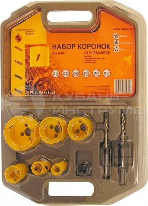 Набор биметаллических коронок Энкор  19,22,29,38,44,57мм  24558