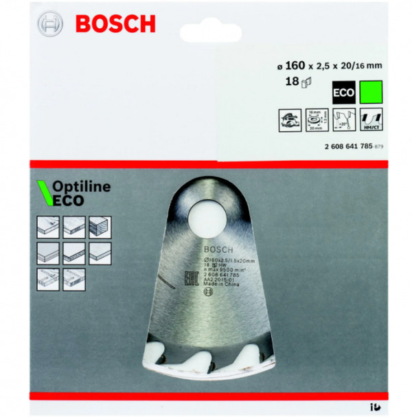 Диск пильный Bosch Optiline 160*20/16*18 2608641785