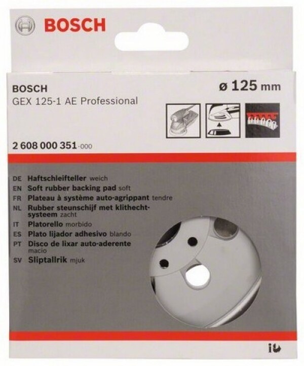 Тарелка шлифовальная Bosch мягкая 125мм (для GEX 12V-125, GEX 18V-125, GEX 125-1 AE Professional) 2608000351