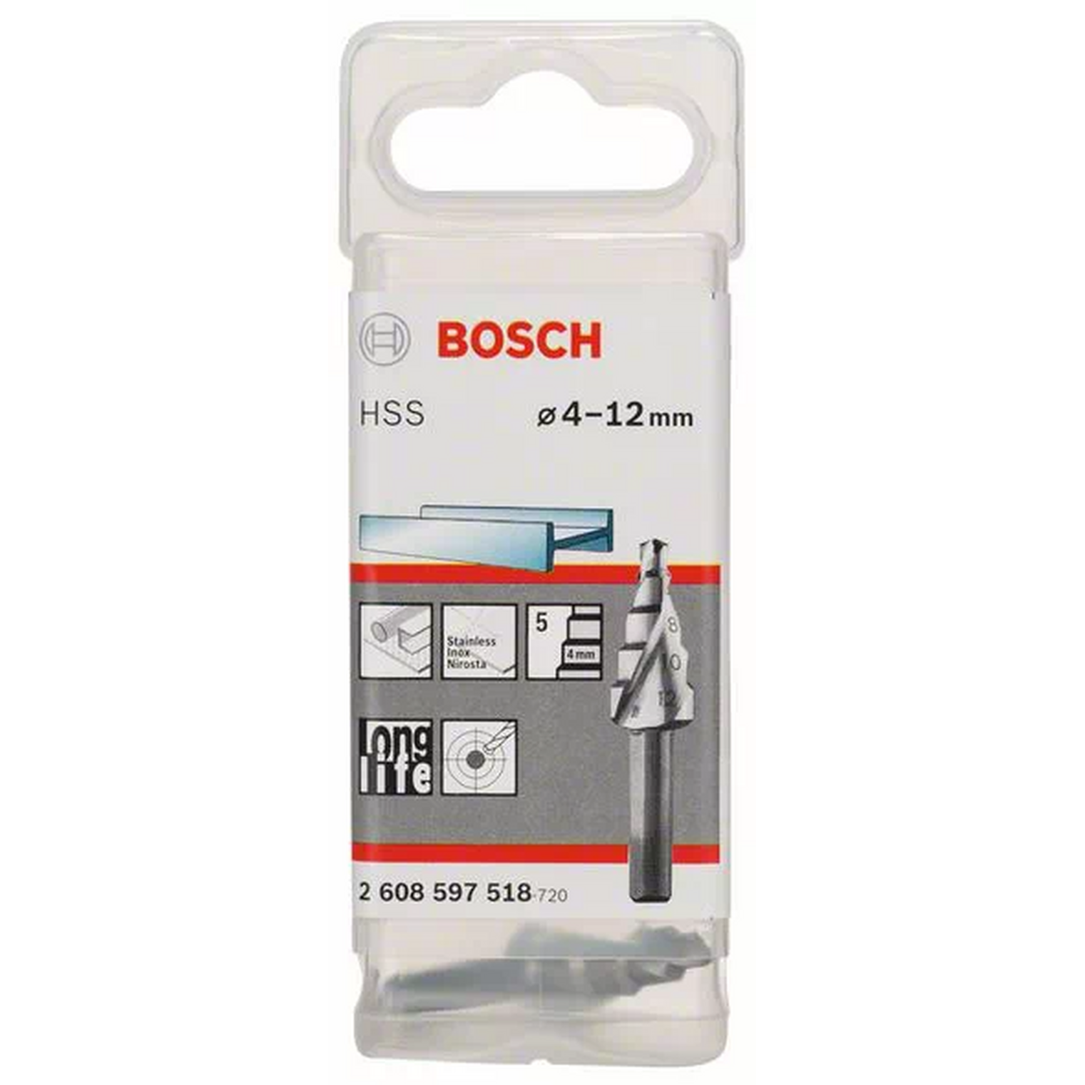 Сверло ступенчатое Bosch HSS 4-12мм 2608597518