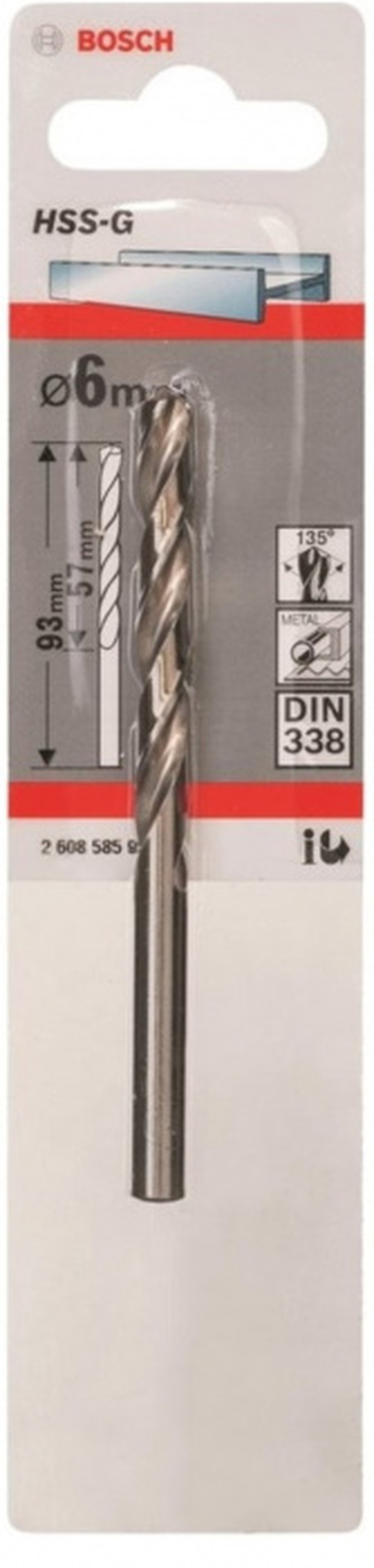 Сверло по металлу Bosch Standard 1 HSS-G 6мм 2608585926