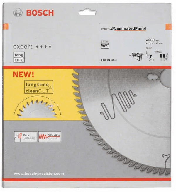 Диск пильный по ламинату Bosch 250*30*80Т 2608642516