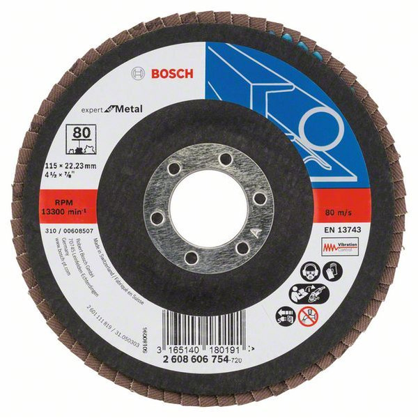 Круг лепестковый Bosch 115мм К80 (угловой) 2608606754