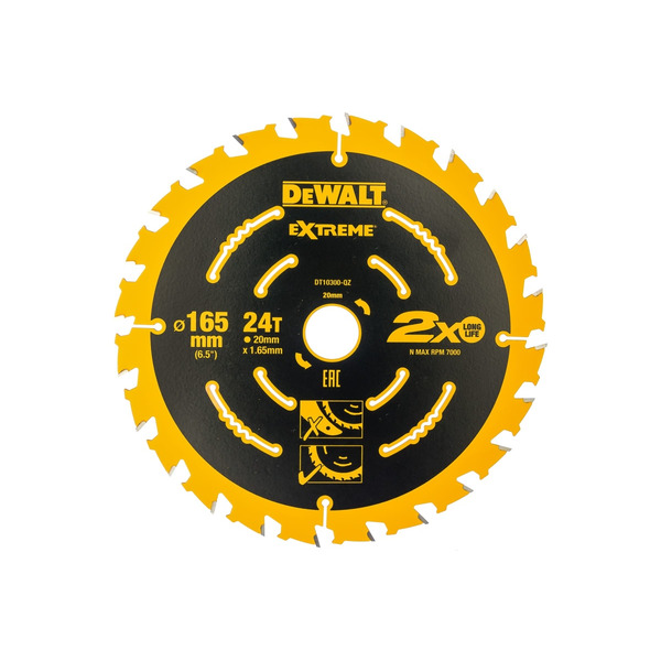 Диск пильный по дереву DeWalt 165/20 1.65 24 WZ +18° DT10300-QZ