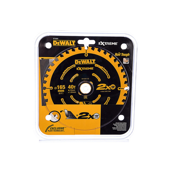 Диск пильный по дереву DeWalt 165/20 1.65 40 WZ +18° DT10301-QZ