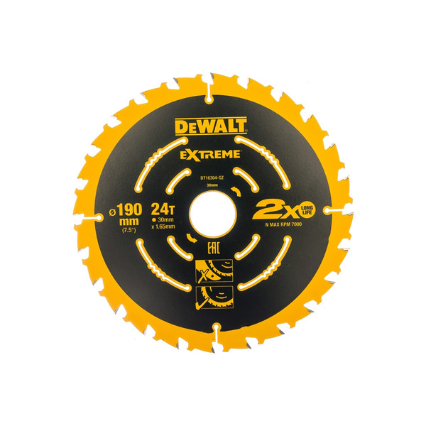 Диск пильный по дереву DeWalt 190/30 1.65 24 WZ +18° DT10304-QZ пильн диск extreme п дер 190 30 1 8 2 6 40 wz10° dewalt