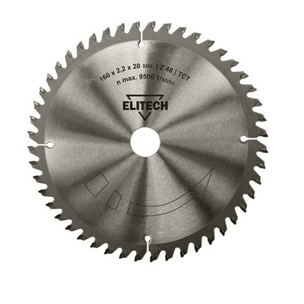 Диск пильный по дереву Elitech 160*20*2,2*48T 1820.000600