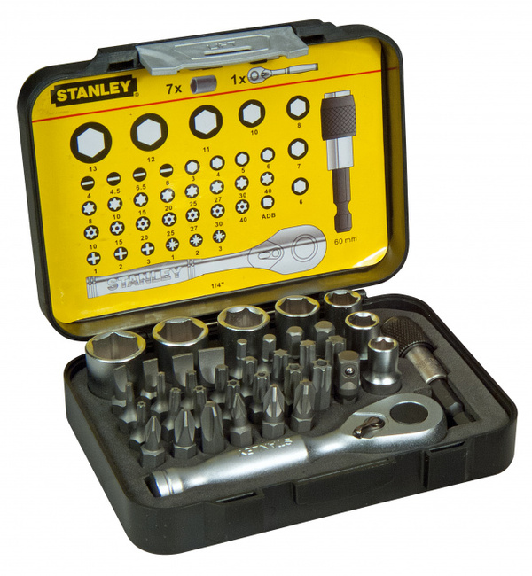 Набор бит и торцевых головок Stanley  39шт  Expert 1/4" 1-13-906