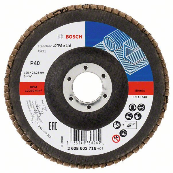 Круг лепестковый Bosch 125мм К40 прямой 2608603716