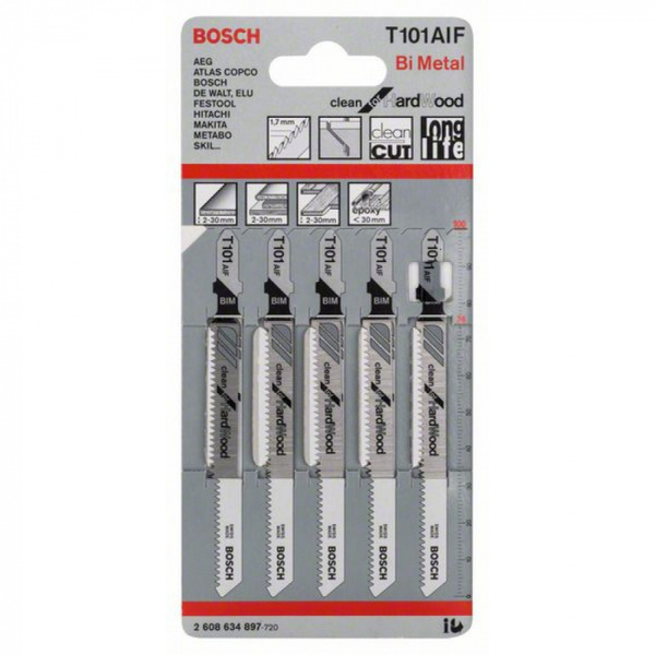 Пилки для лобзика Bosch T101AIF BIM (5шт) 2608634897