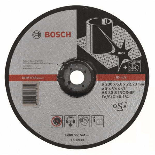 Круг обдирочный Bosch Inox 230*6мм вогнутый 2608600541 обдирочный круг по металлу bosch standart 230х6мм вогнутый 2608603184