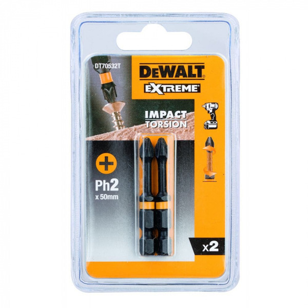 Биты ударные DeWalt Impact Torsion PH2 50мм 2шт DT70532T-QZ