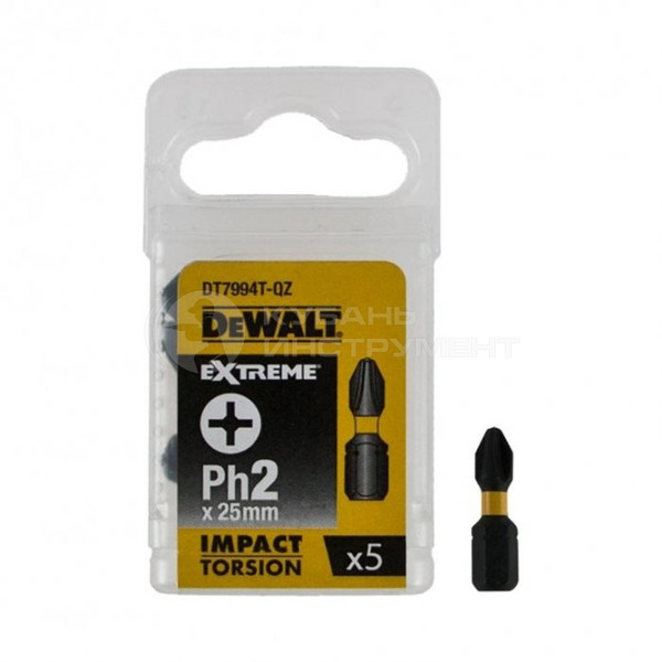 Биты ударные DeWalt Impact Torsion PH2 25мм DT7994T-QZ биты ударные dewalt impact dt7999t torsion ph3 50 мм 5 шт dt7999t qz