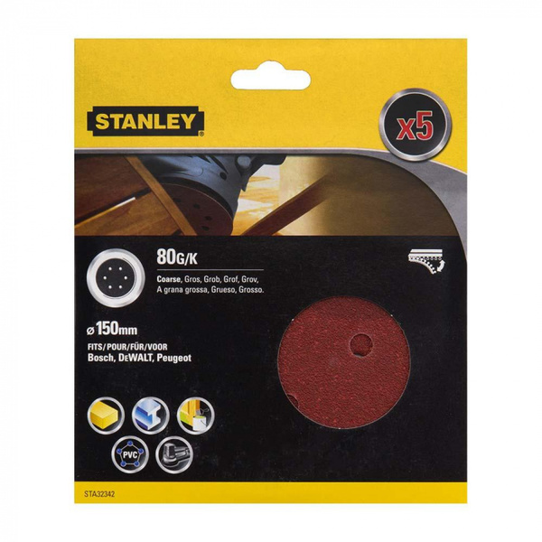 Круг шлифовальный Stanley 150мм 80G 5шт STA32342-XJ