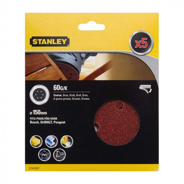Круг шлифовальный Stanley 150мм 60G 5шт STA32337-XJ