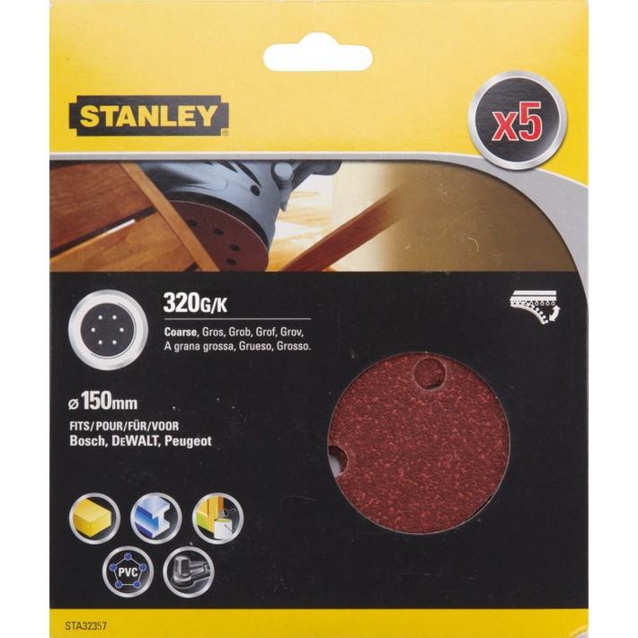 Круг шлифовальный Stanley 150мм 320G 5шт STA32357-XJ