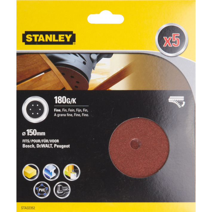 Круг шлифовальный Stanley 150мм 180G 5шт STA32352-XJ