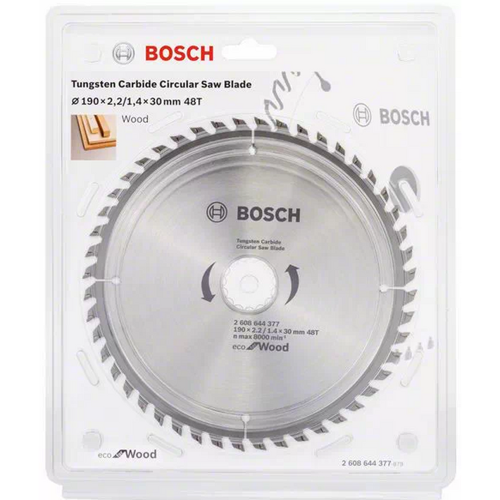 Диск пильный Bosch ECO WO 190*30*48T 2608644377 диск пильный bosch eco al 190 ммx20 мм 54зуб 2608644390