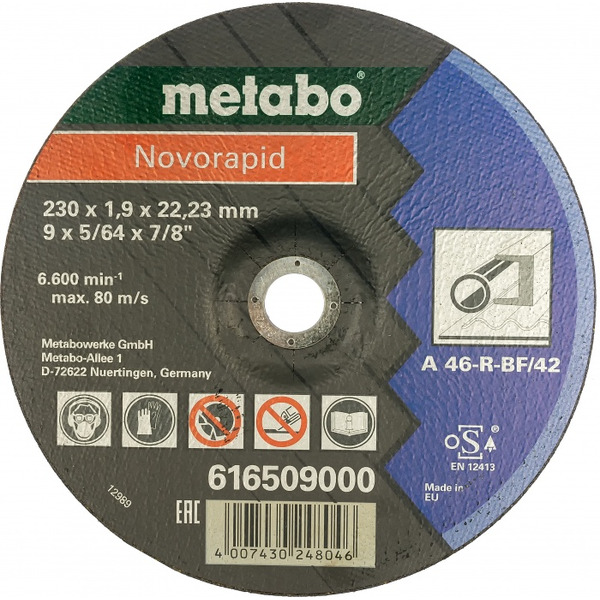 Круг отрезной по стали Metabo Novorapid 230*1,9*22,2мм 616509000 цена и фото