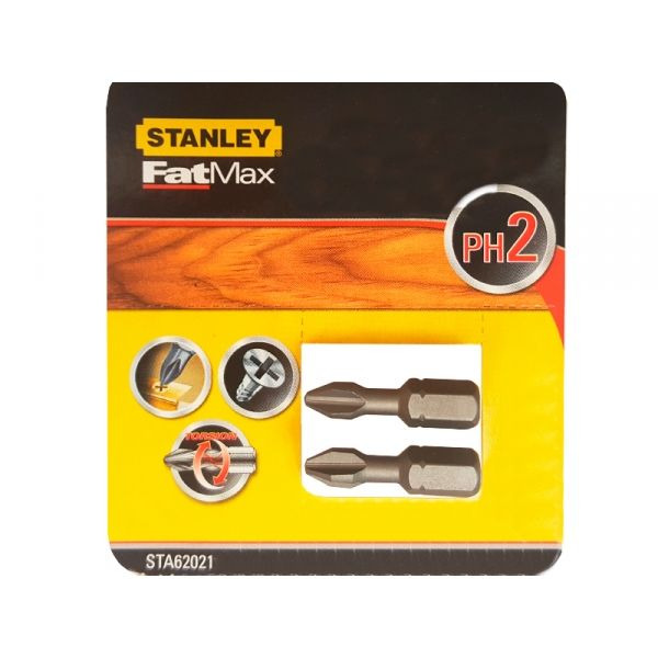 stanley биты stanley fatmax torsion ph2 25мм 2шт sta62021 xj Биты Stanley FatMax Torsion PH2*25мм 2шт STA62021-XJ