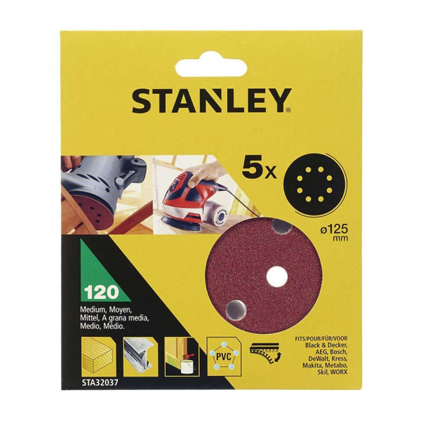Круг шлифовальный Stanley 125мм 120G 5шт STA32037-XJ