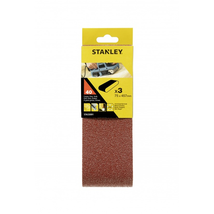 Лента шлифовальная Stanley 75*457мм 40G  3шт  STA33091-XJ