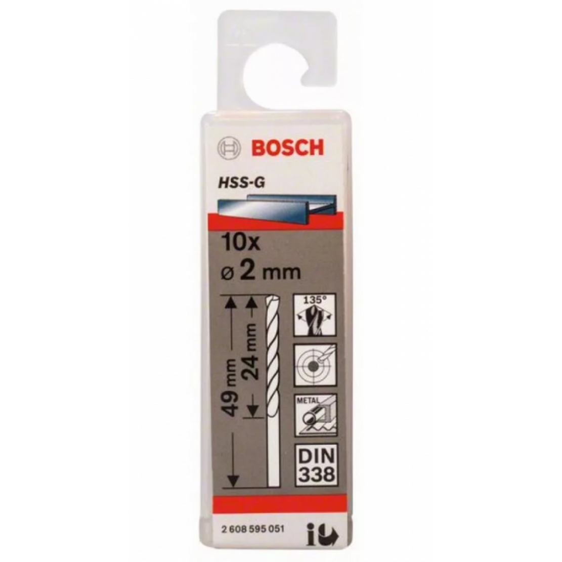 Сверло по металлу Bosch Eco 10 HSS-G 2мм 2608595051 сверло по металлу bosch hss pointteq 5 5x57 2608577223 10шт