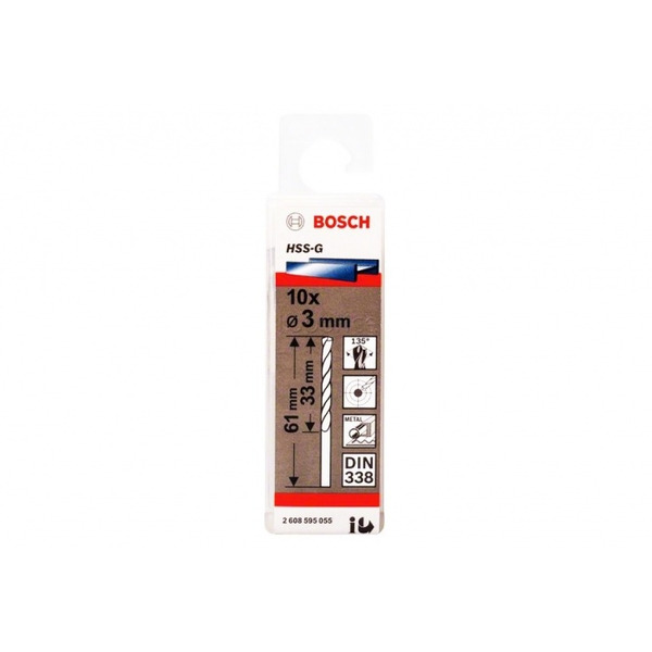 Сверло по металлу Bosch Eco 10 HSS-G 3мм 2608595055 сверло по металлу bosch eco 10 hss g 5мм 2608595062