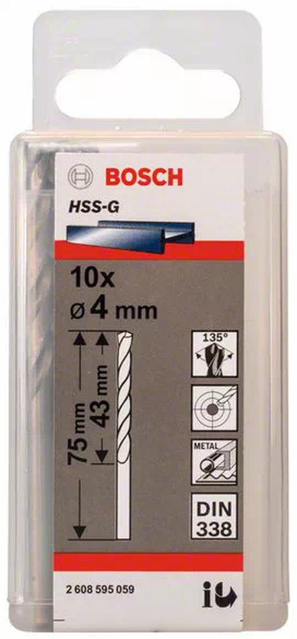 Сверло по металлу Bosch Eco 10 HSS-G 4мм 2608595059