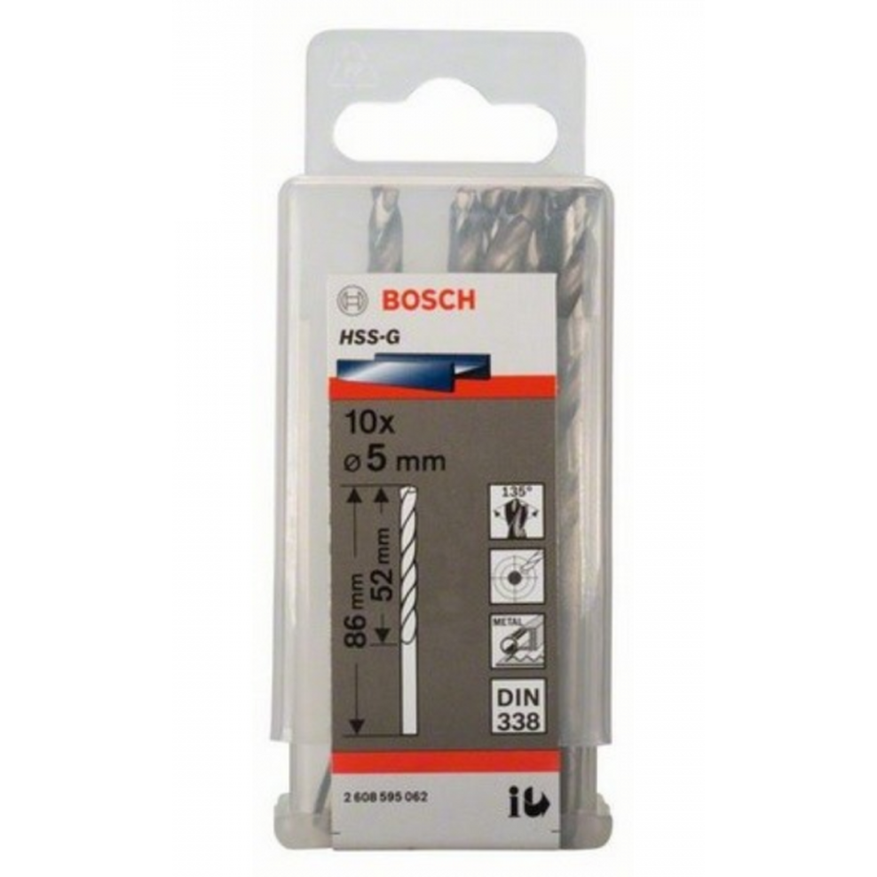 Сверло по металлу Bosch Eco 10 HSS-G 5мм 2608595062 сверло по металлу bosch eco 10 hss g 3мм 2608595055