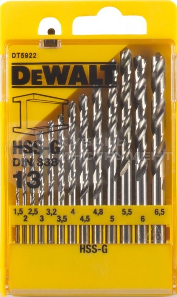Набор сверл по металлу DeWalt (13шт) 1.5-6.5мм  DT5922-QZ