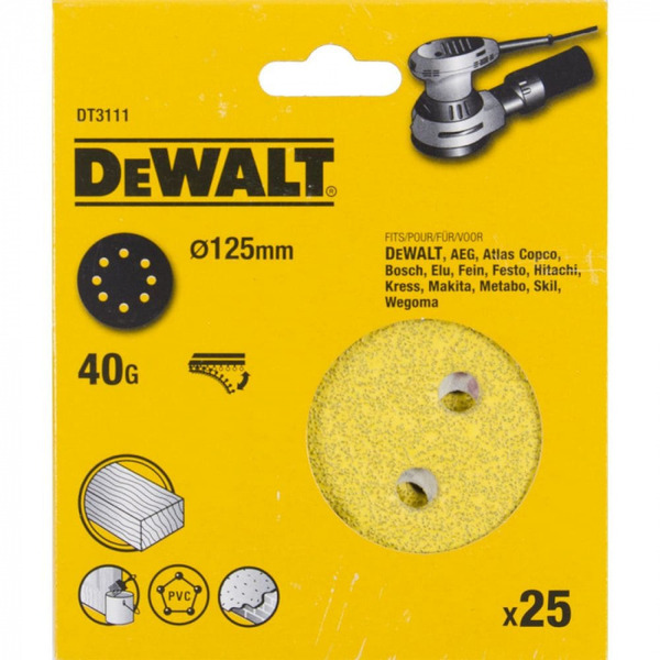 Круг шлифовальный DeWalt 125мм 40G DT3111-QZ dewalt круг шлифовальный сетчатый dewalt 125мм 5шт dtm3105 qz